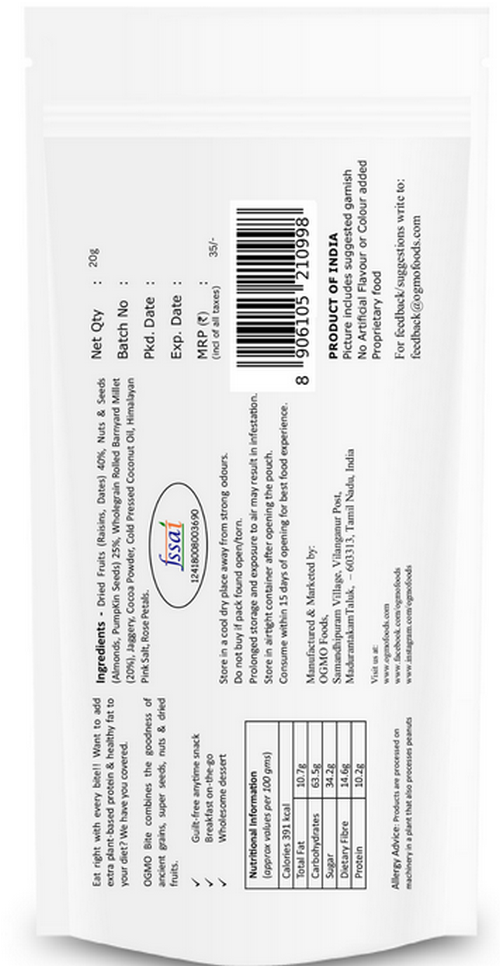 OGMO Cocoa Almond Millet Bar